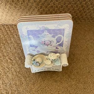Really Cute Coaster holder, w/ coasters, EXCELLENT Condition!